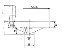 Black Powder Coated Aluminum Handwheel schematic